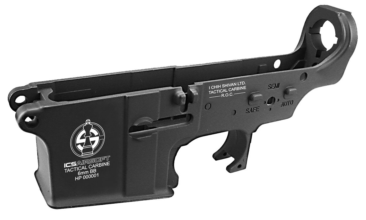 Lower Receiver in metallo M4/M16 Nero con Logo ICS (MA-28B ICS)