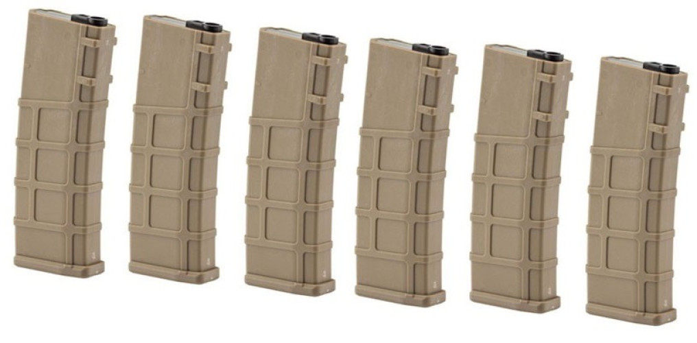 Box 6 Caricatori REAL CAP 30 bb TAN Lonex (GB-06-09)