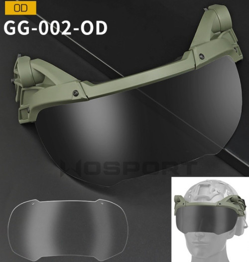 Tactical Helmet Flip Goggles - Olive Drab (GG-002-OD Wosport)