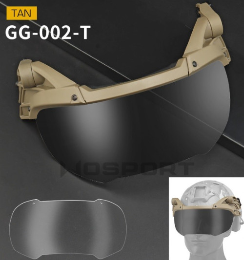Tactical Helmet Flip Goggles - TAN (GG-002-T Wosport)