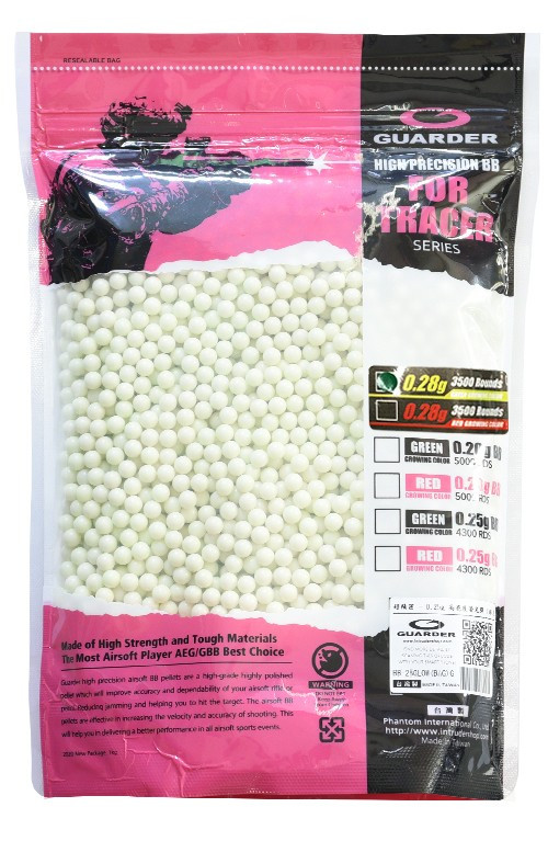 Busta da 1kg di Pallini da 0.28g  - Traccianti Verdi (BB-28GLOW Guarder)