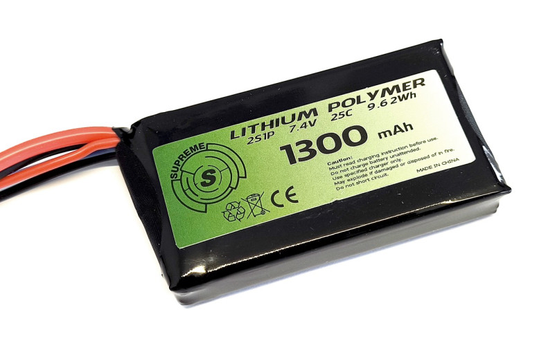 LiPo 7.4 x 1300mAh - 25C - Peq15 - DEANS (A13D SUPREME)