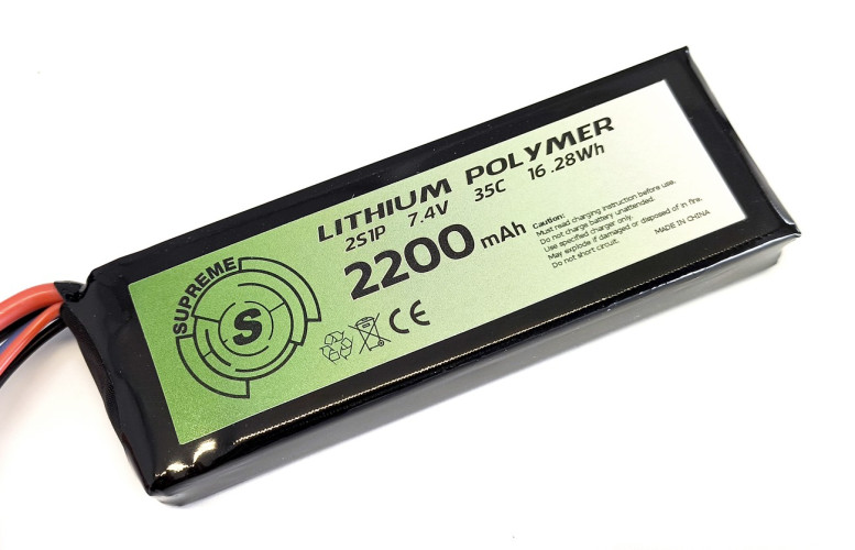 LiPo 7.4 x 2200mAh - 35C - Tavoletta - DEANS (A22D SUPREME)